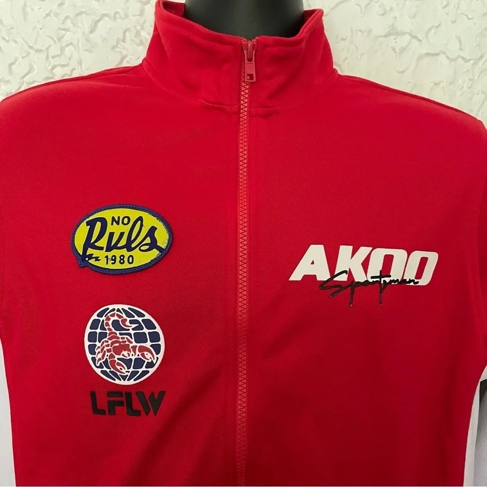 Akoo Y2K Running Track Jacket Size Medium Red